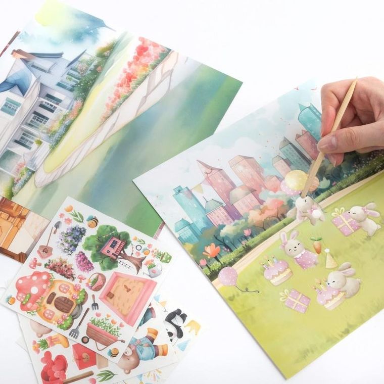 Kidea, autocolant, set creativ, ursuleti de plus