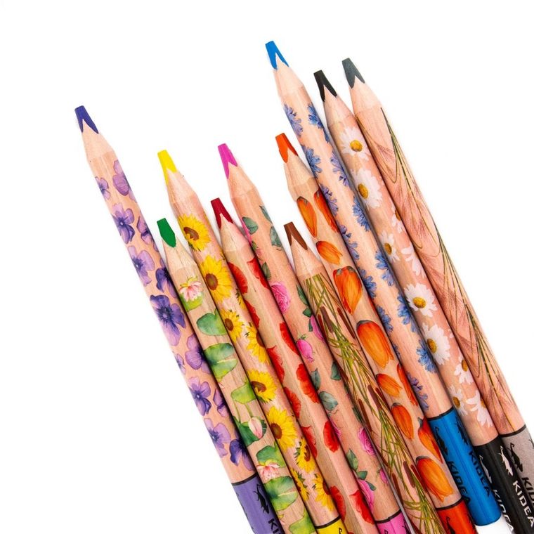 Kidea, creioane colorate triunghiular jumbo, 10 culori