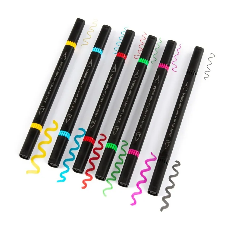 Kidea, marker brush cu liner, 12 culori