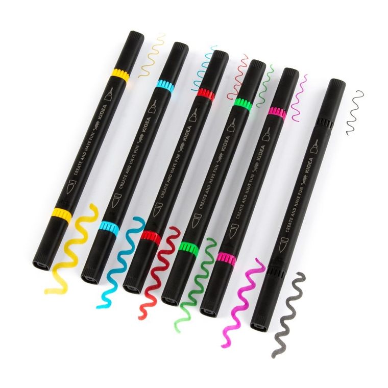 Kidea, marker brush cu liner, 6 culori