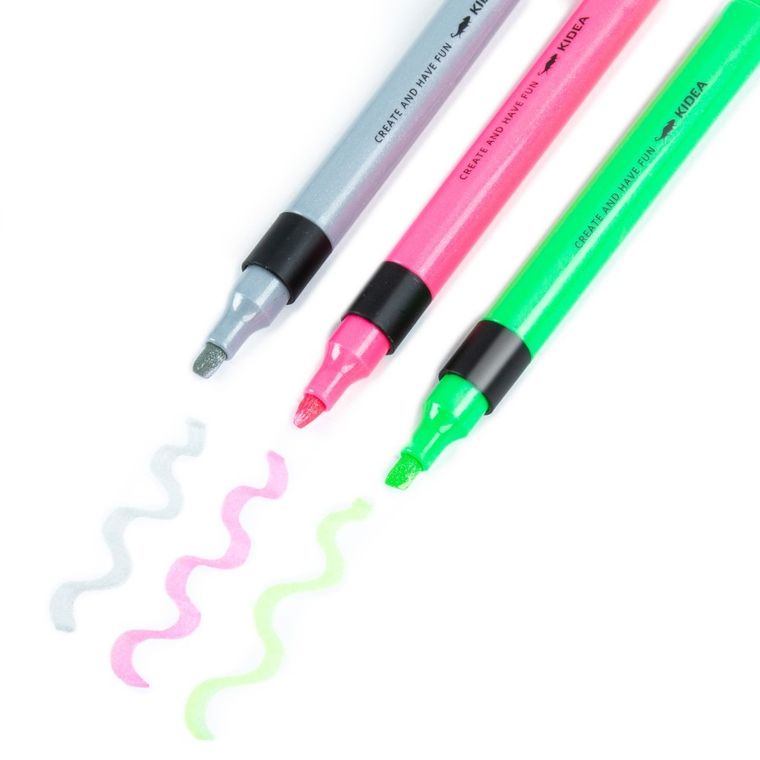 Kidea, marker evidentiator, metalic, 3 buc.