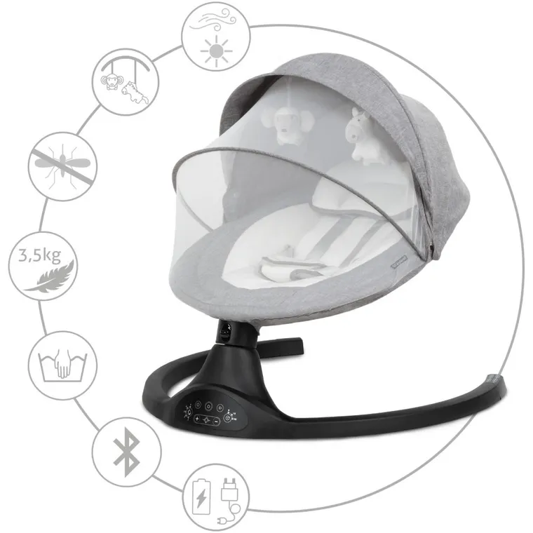 Kidwell, Luxi, Scaun electric pentru bebelusi, 2in1, dark melange/black