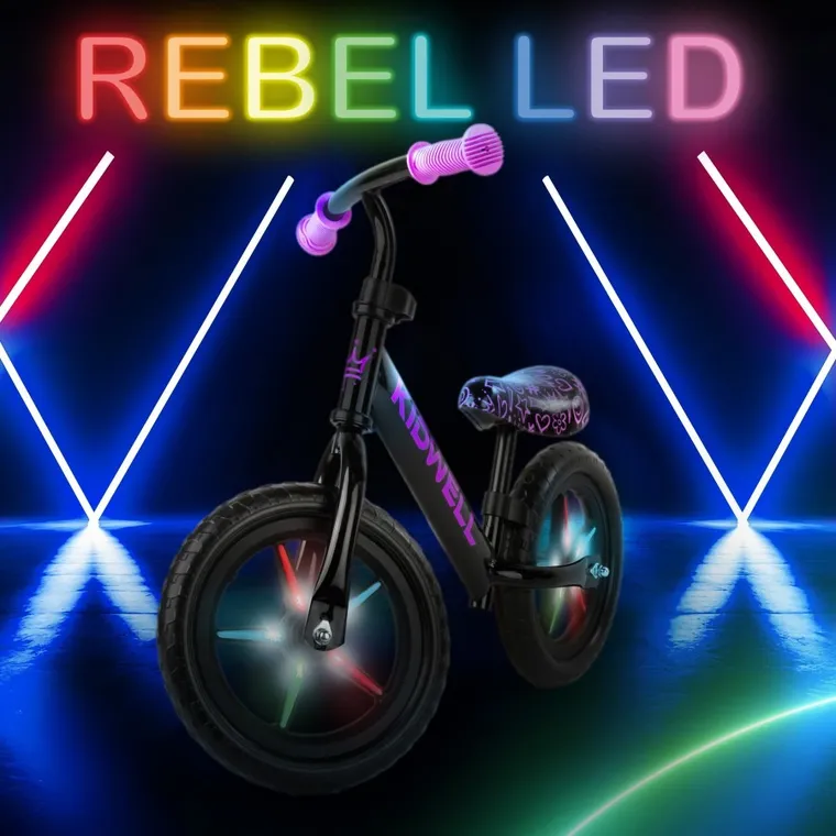 Kidwell, Rebel LED, bicicleta fara pedale, neon roz