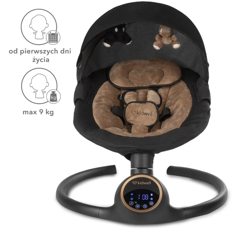 Kidwell, Reve, Scaun electric pentru bebelusi, 2in1, negru-auriu