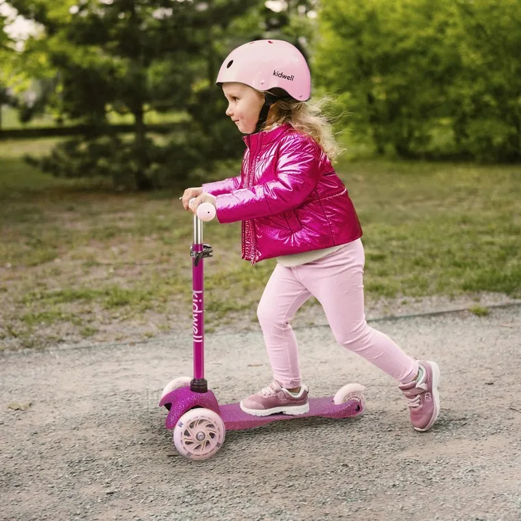 Kidwell, Uno, trotineta cu 3 roti LED, roz