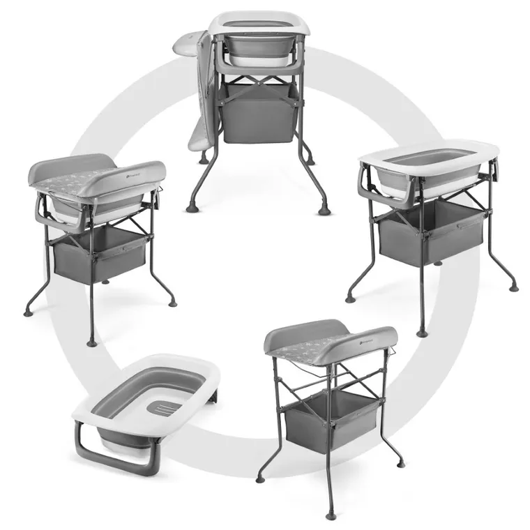 Kinderkraft, Bubbly, cada cu masa de infasat pe cadru, gri