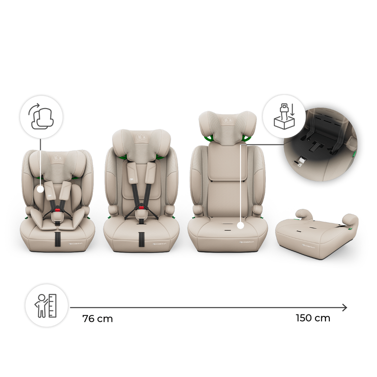 Kinderkraft, Comfort Up 2 Plus, i-Size, scaun auto, beige, 100-150 cm