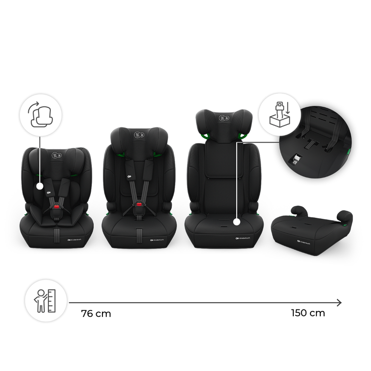 Kinderkraft, Comfort Up 2 Plus, i-Size, scaun auto, black, 100-150 cm