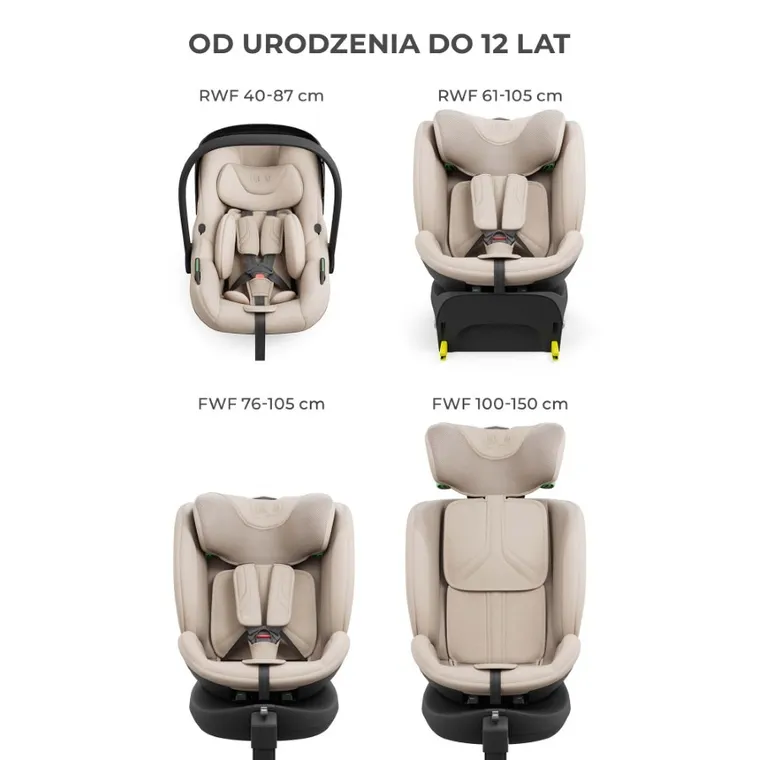 Kinderkraft, Endura Safe, 3in1, scaun auto, beige
