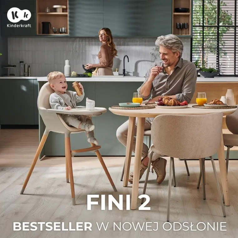 Kinderkraft, Fini 2, scaun de masa, gri