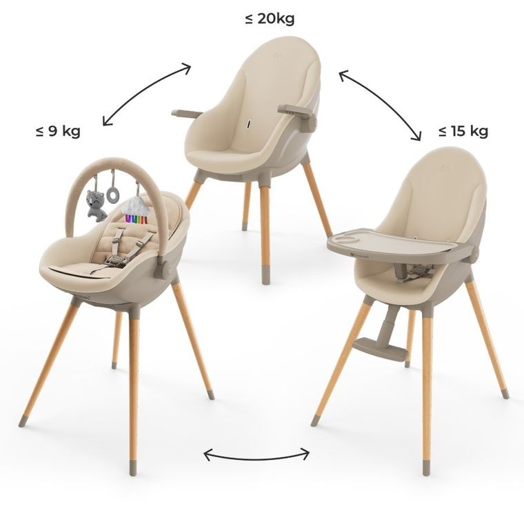 Kinderkraft, Fini Up, scaun de masa 3in1, bej
