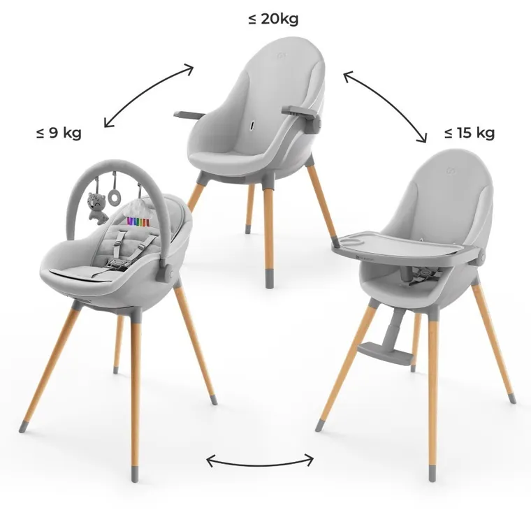 Kinderkraft, Fini Up, scaun de masa 3in1, gri