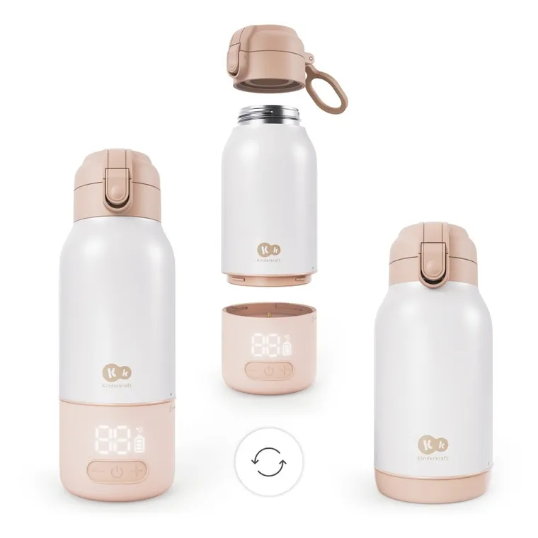 Kinderkraft, Gaja, incalzitor mobil de lapte si termos 2in1, bej, 500 ml