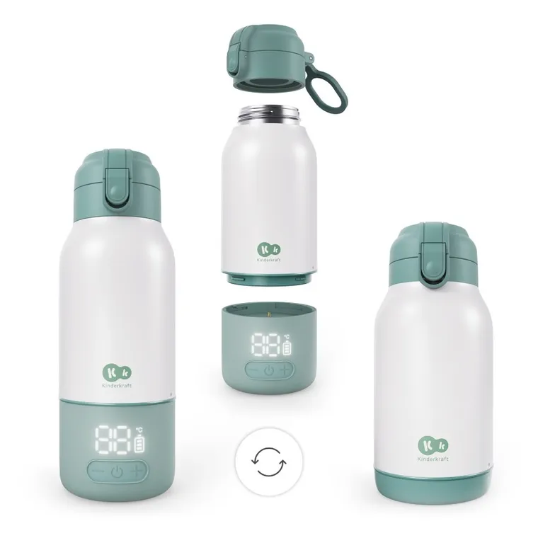 Kinderkraft, Gaja, incalzitor mobil de lapte si termos 2in1, verde, 500 ml