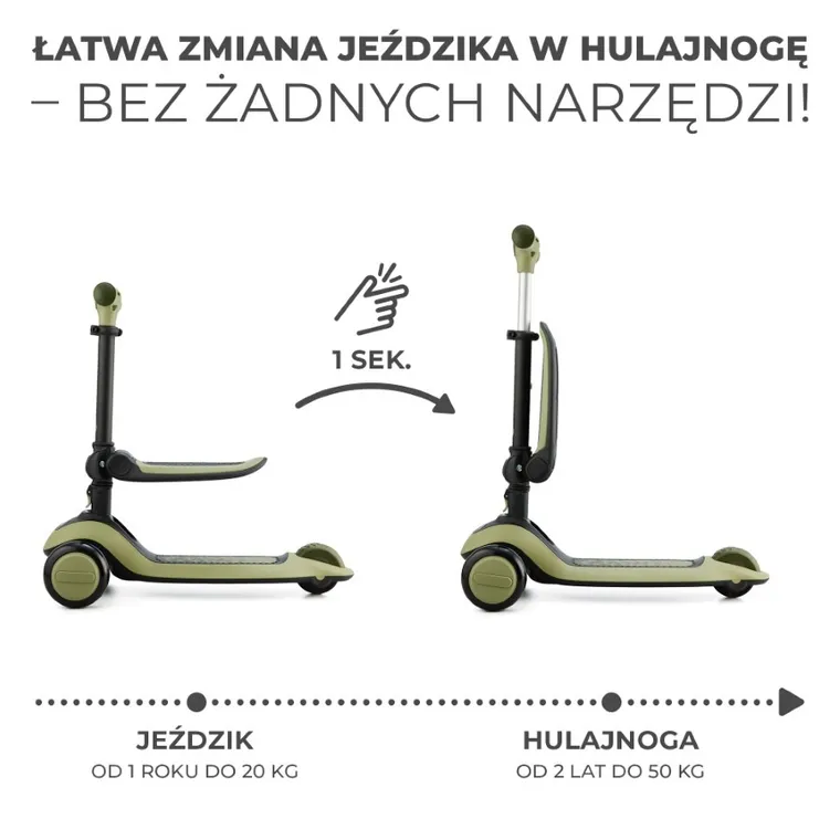 Kinderkraft, Halley, bicicleta si trotineta 2in1, Grassland Green