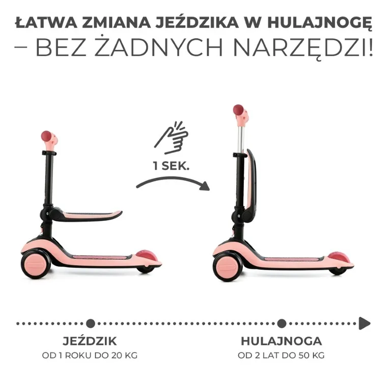 Kinderkraft, Halley, bicicleta si trotineta 2in1, Rose Pink