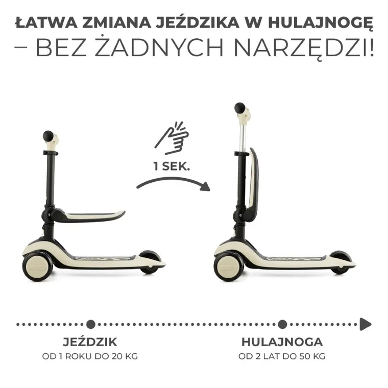 Kinderkraft, Halley, bicicleta si trotineta 2in1, Stone White