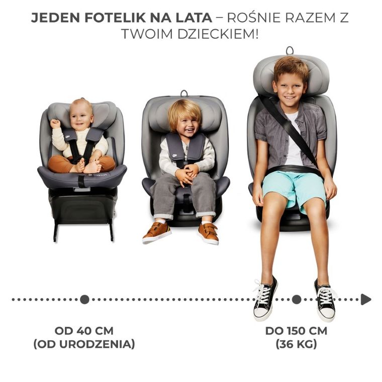 Kinderkraft, I-Grow, scaun auto, I-size, Black, 40-150 cm
