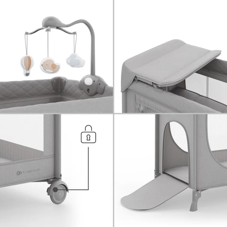 Kinderkraft, Leody Up, patut de volaj cu accesorii, grey