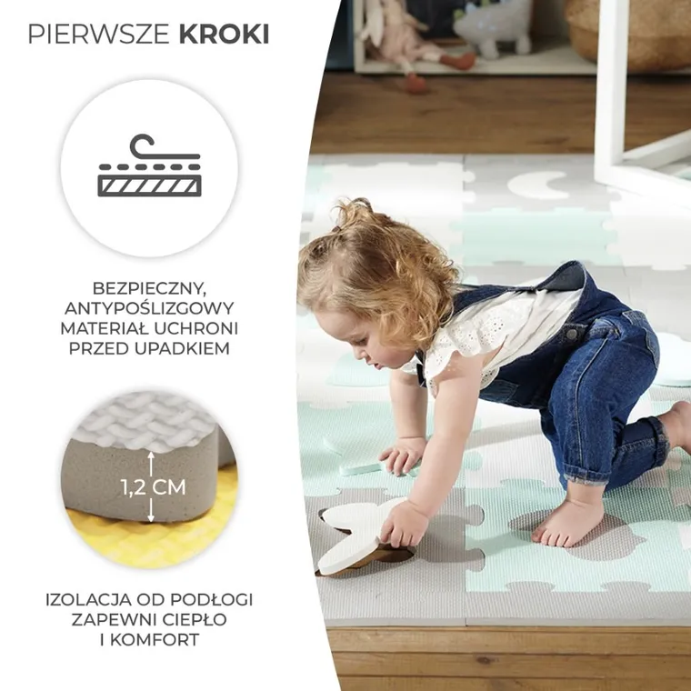 Kinderkraft, Luno Shapes, covoras din spuma puzzle 3D, galben