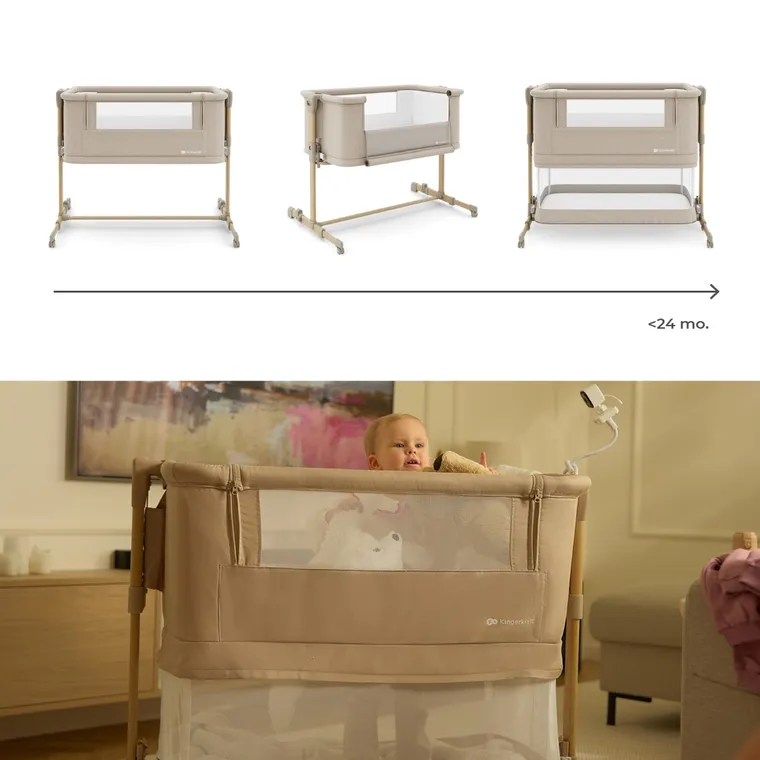 Kinderkraft, Nestee Grow 2, patut suplimentar, beige wood
