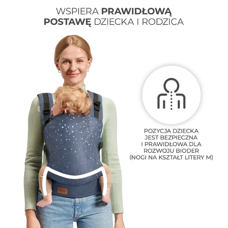 Kinderkraft, Nino Confetti, marsupiu ergonomic pana la 20 kg, denim
