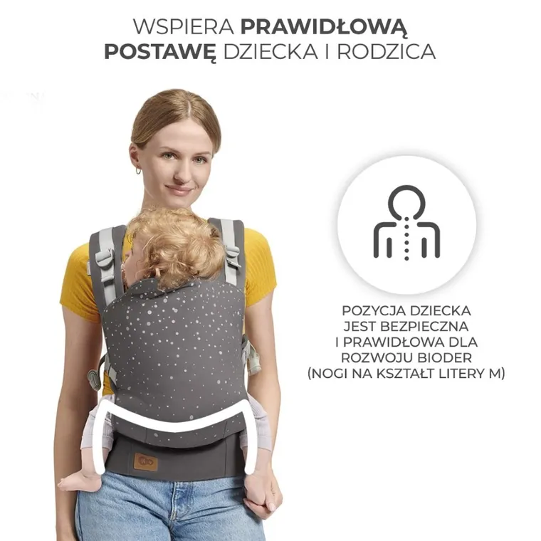 Kinderkraft, Nino Confetti, marsupiu ergonomic pana la 20 kg, grey