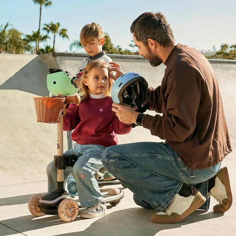 Kinderkraft, RAKET UP, trotineta LED cu 3 roti cu sezut, 2in1, Beige