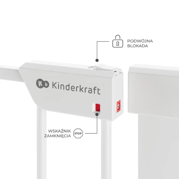 Kinderkraft, Safe Snap, poarta de siguranta, alb