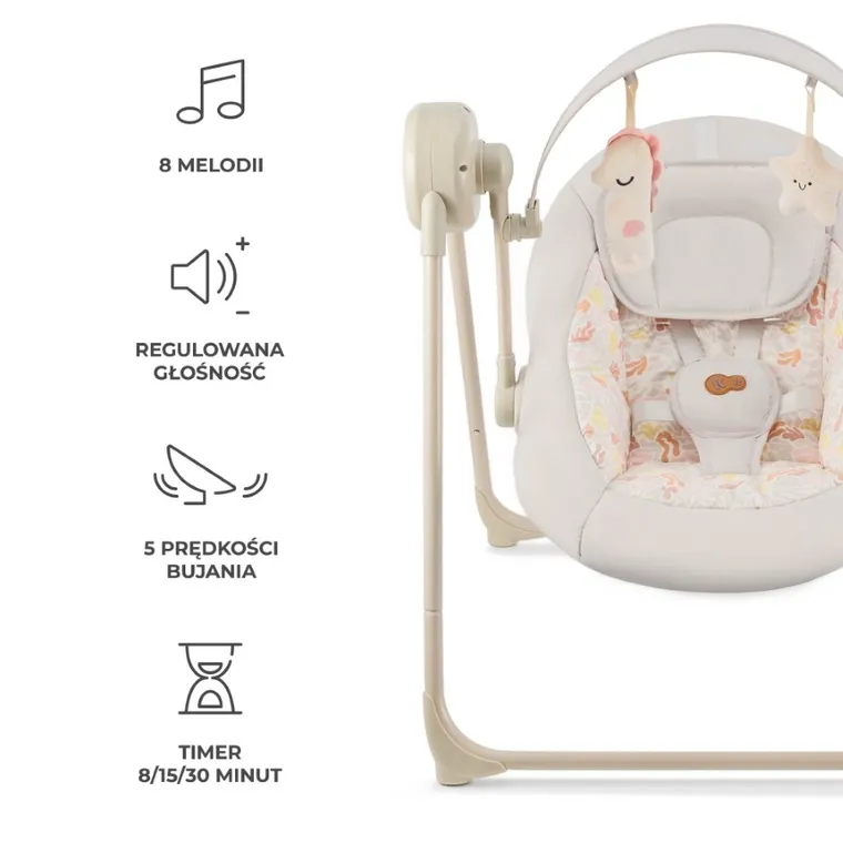 Kinderkraft, Swingee, balansoar electric pentru bebelusi, bej