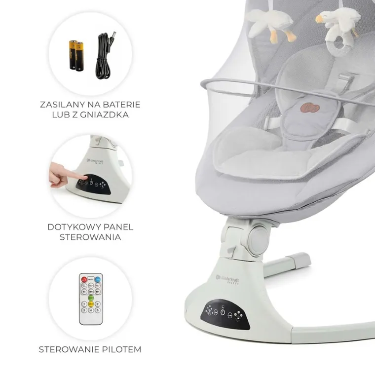 Kinderkraft, Tulsy, balansoarul-sezlong electric, grey