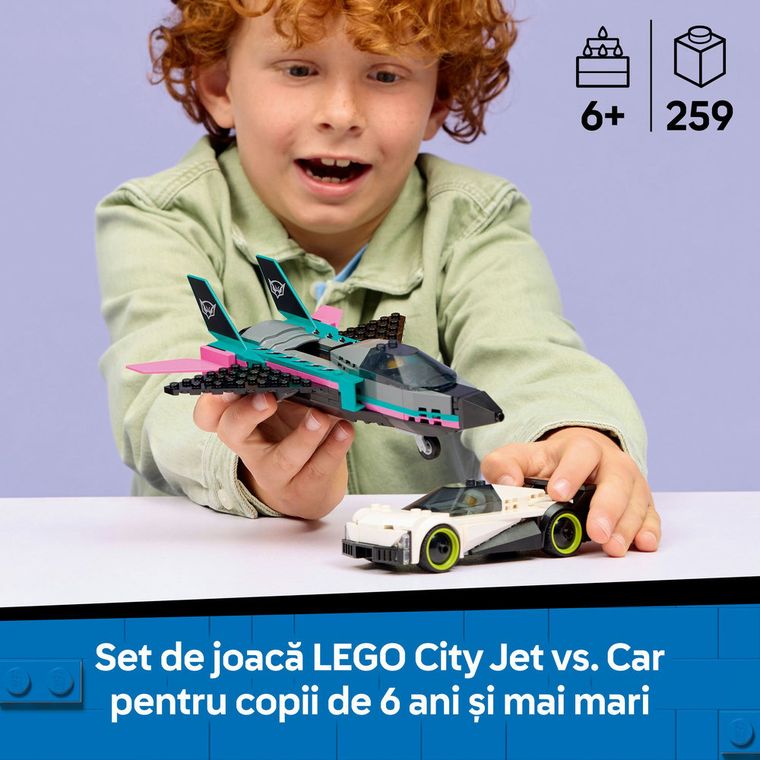 LEGO City, Avion cu reactie vs masina, 60489