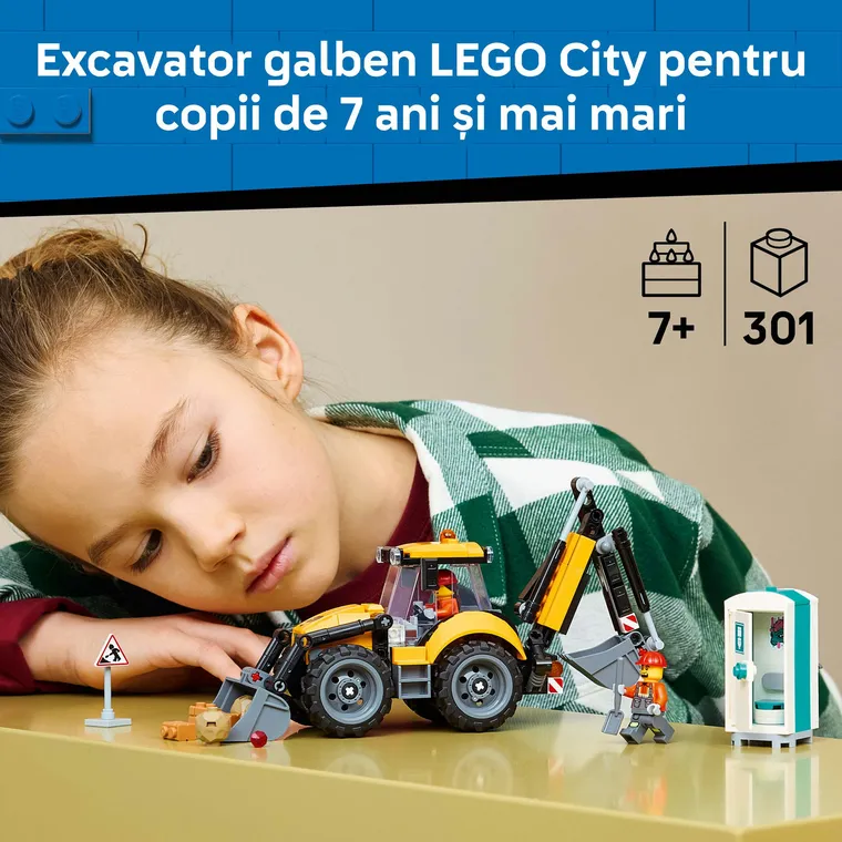 LEGO City, Buldoexcavator galben, 60480