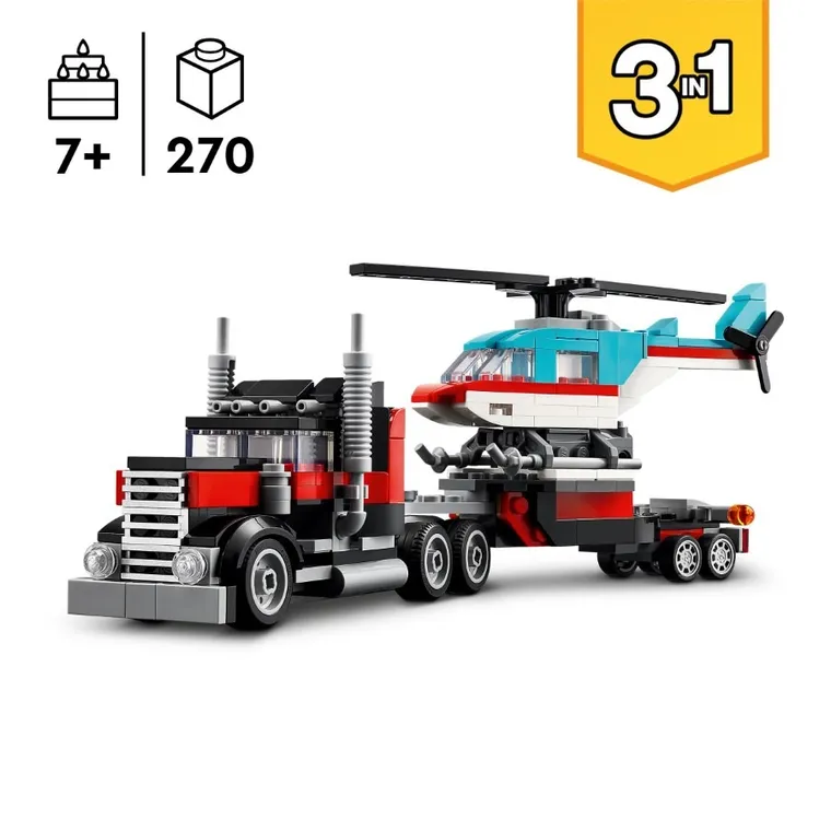LEGO Creator, Camioneta-platforma cu elicopter, 31146