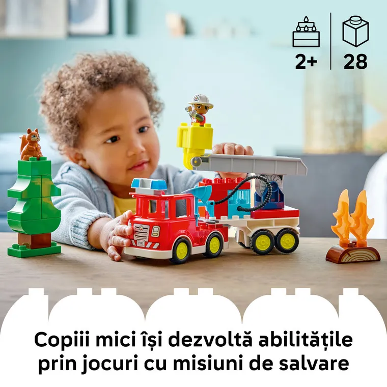 LEGO DUPLO Town, Camion de pompieri cu furtun si pompier, 10473
