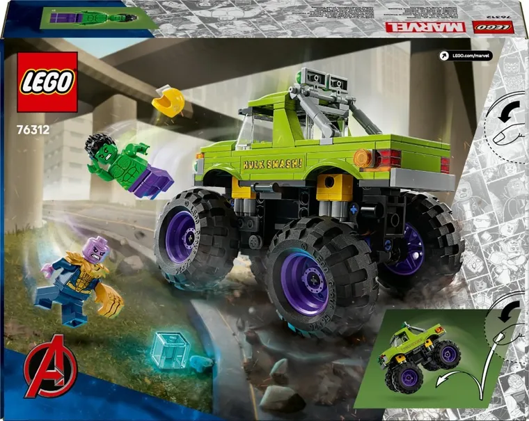 LEGO Marvel, Hulk in vehicul de teren contra lui Thanos, 76312