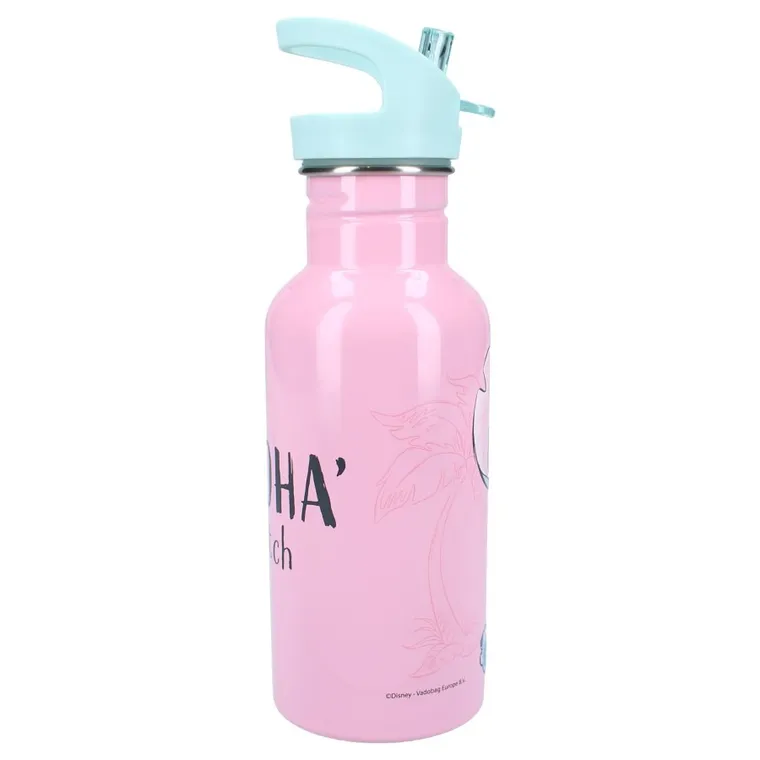 Lilo si Stitch, Take A Sip, sticla da apa cu pai, roz, 500 ml