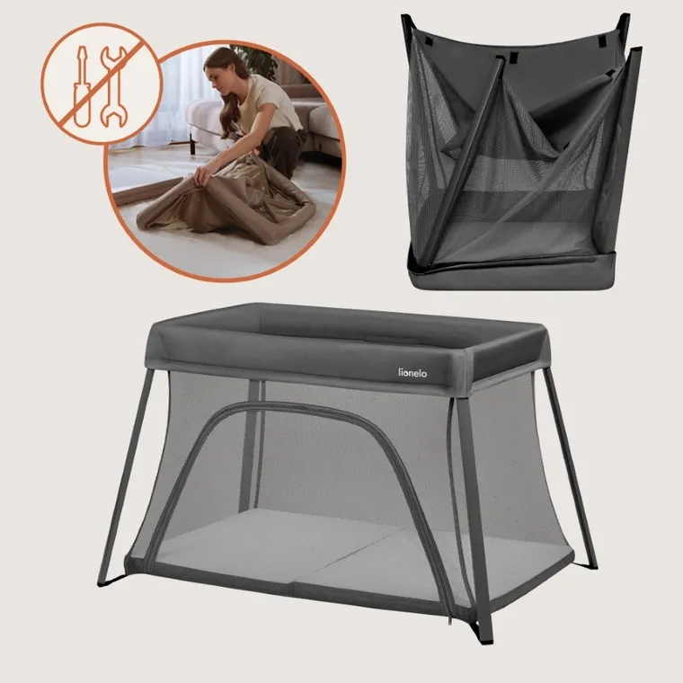 Lionelo, Alice, patut de volaj, 3in1, Grey