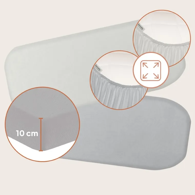 Lionelo, cearceaf cu elasic, din bambus, alb/gri, 28-70 cm, 2 buc.