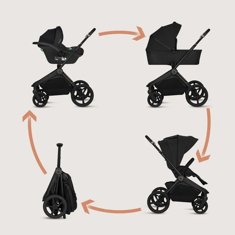 Lionelo, Freya, carucior multifunctional 3in1, Black Onyx