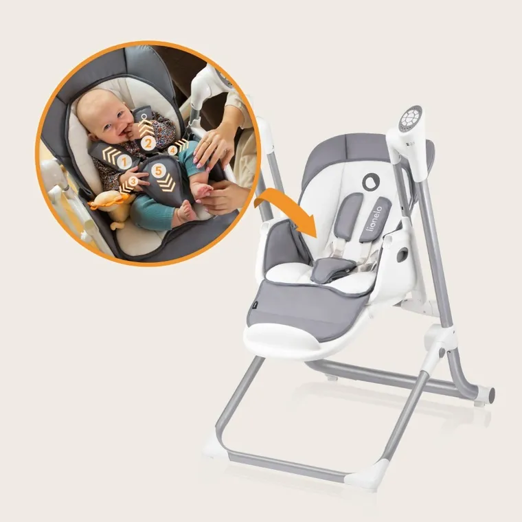 Lionelo, Niles, scaun inalt multifunctional, Grey