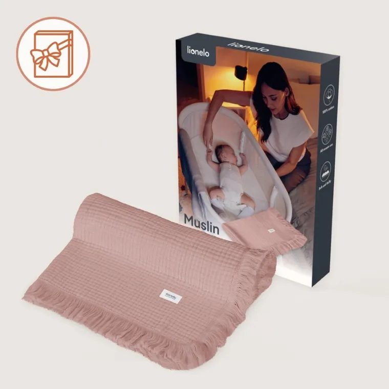 Lionelo, paturica din muselina, Dusty Pink, 70-100 cm