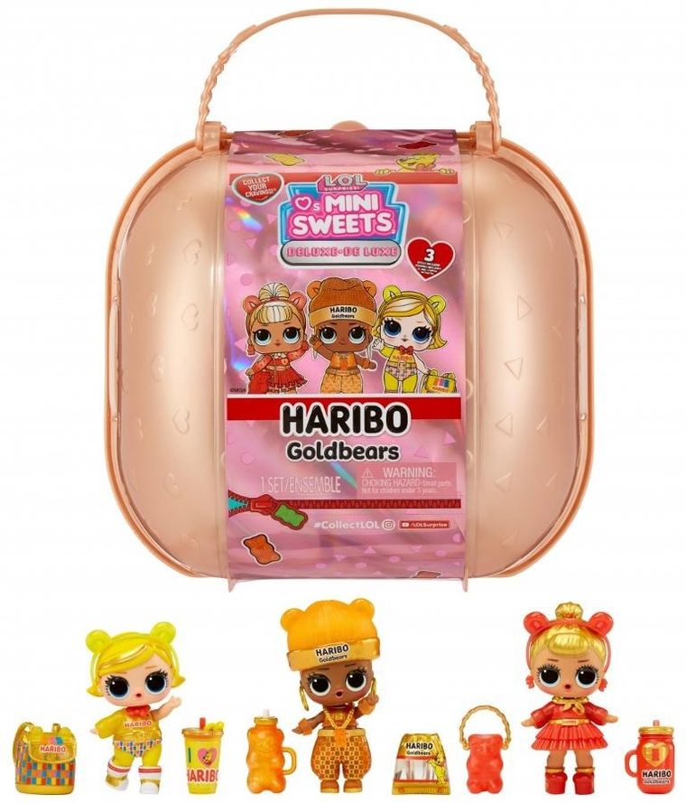 L.O.L. Surprise Loves Mini Sweets X Haribo, Goldbears, valiza si 3 papusi fashion
