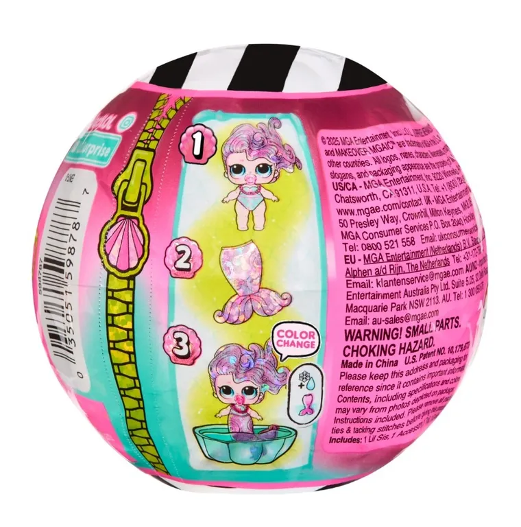 L.O.L. Surprise, Mermaids! Makeover Magic Baby Sisters, bila surpriza cu papusa, 1 buc.
