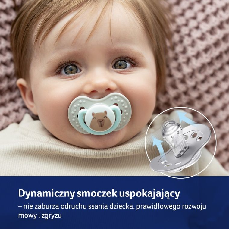 Lovi, CapiChill Girl, suzeta dinamica din silicon, 18m+, 2 buc.