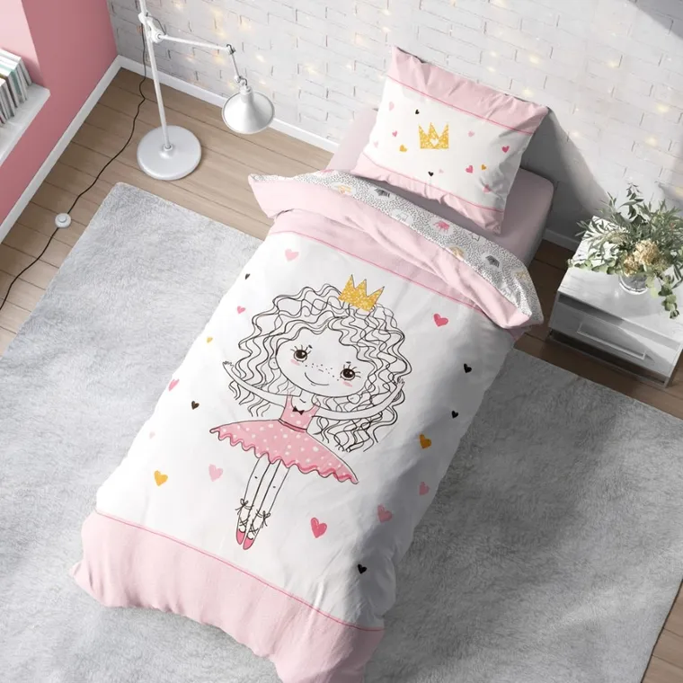 LuLuLand, Printesa roz, set lenjerie de pat single, 140-200 cm