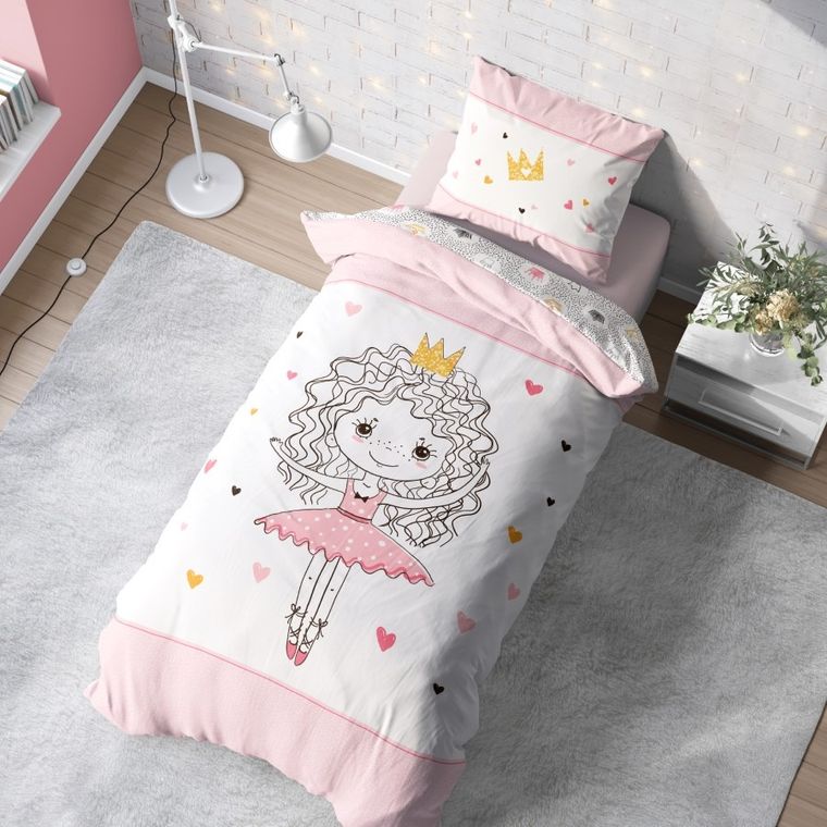 LuLuLand, Printesa roz, set lenjerie de pat single, 160-200 cm