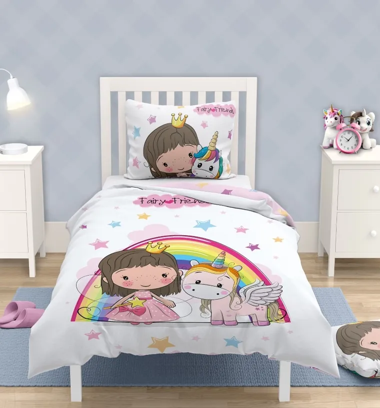 LuLuLand, Zana si unicorn, set lenjerie de pat single, 140-200 cm