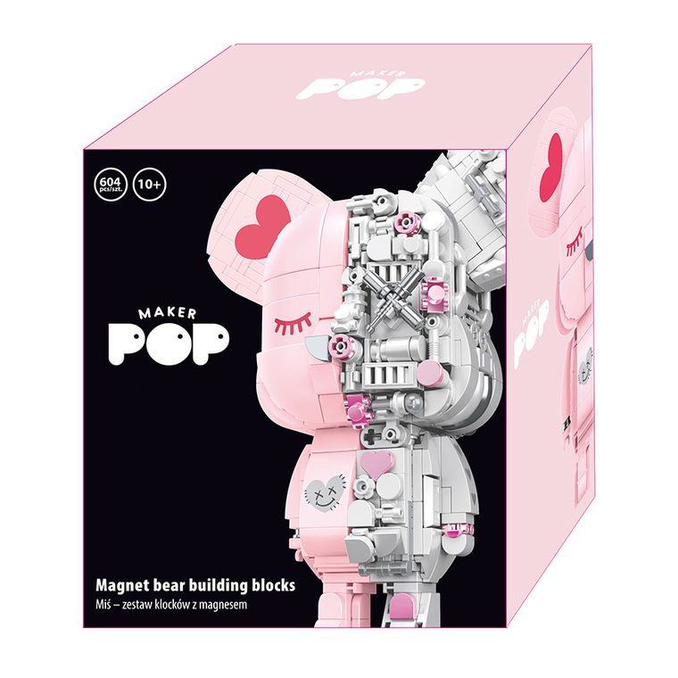 Maker Pop, Ursulet, piese de asamblare cu magnet, roz