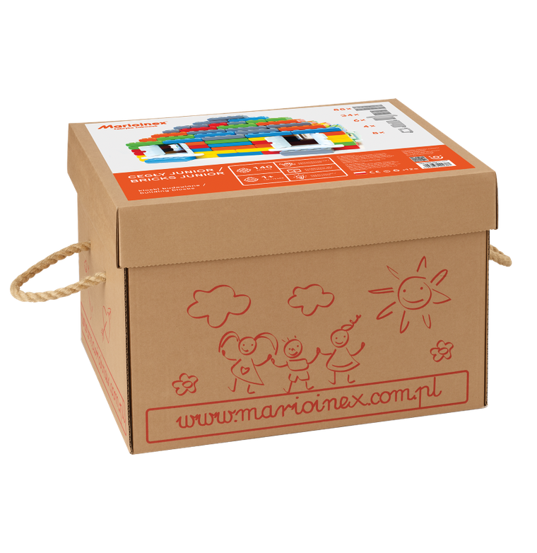 Marioinex, Junior, set de constructie, blocuri XL cu ferestre si usi, 140 piese